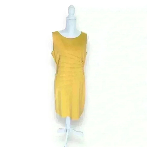 Ivanka Trump Mustard Yellow Sunburst Sheath Dress Size 14​ - Picture 2 of 6